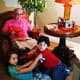 Grandpa and grand children watching tv fighting for channels for Cable TV commercial ads Manhattan NYC