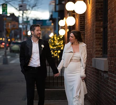 December Winter Brooklyn NYC Kyo Morishima Photography documentary restaurant wedding street bride and groom newlyweds portraits Wythe Hotel holding hands