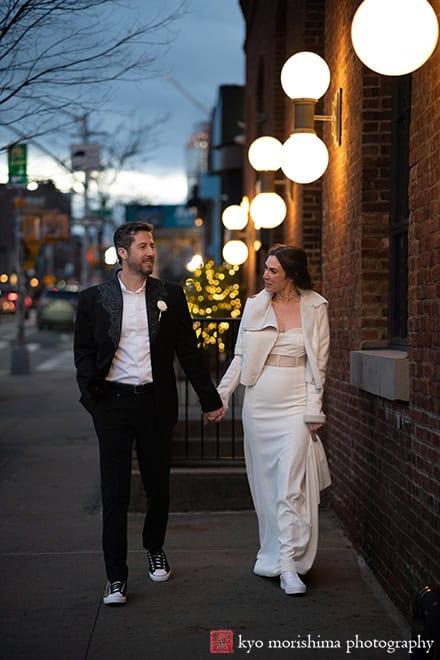 December Winter Brooklyn NYC Kyo Morishima Photography documentary restaurant wedding street bride and groom newlyweds portraits Wythe Hotel holding hands