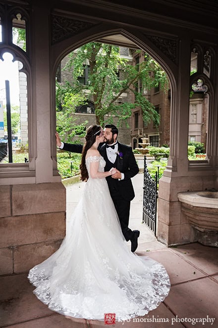 Bride and groom outdoor street portrait Midtown Loft & Terrac, Manhattan NYC rooftop wedding event venue