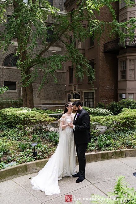 Bride and groom outdoor street portrait Midtown Loft & Terrac, Manhattan NYC rooftop wedding event venue