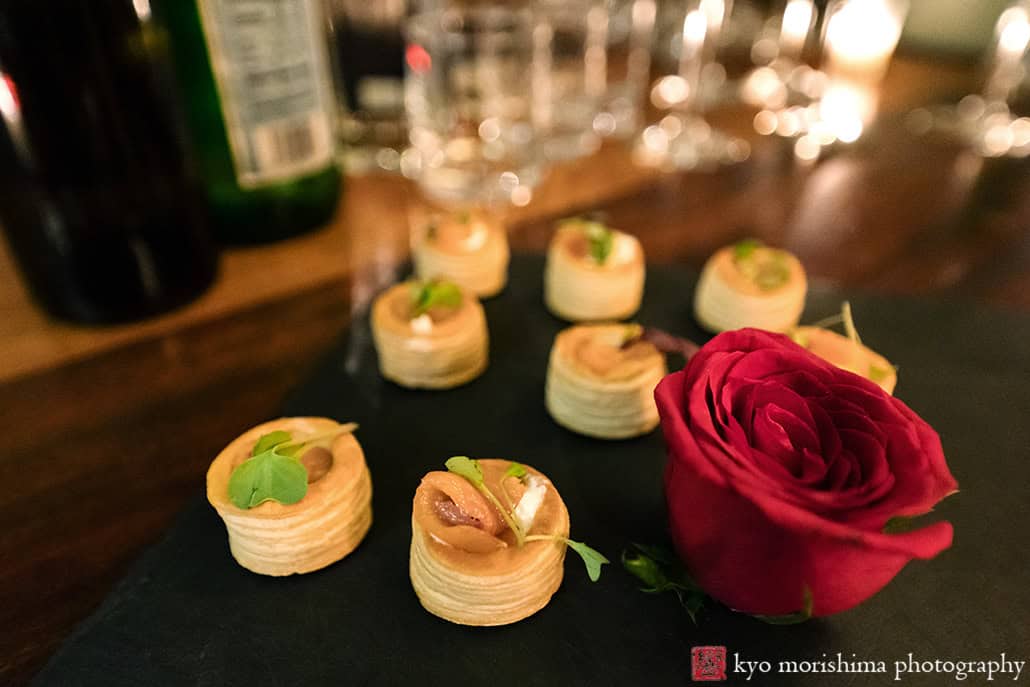 December Winter Bacchus Bistro Brooklyn NYC French Restaurant Wedding cocktail hour o'dorve appetizers food Setup