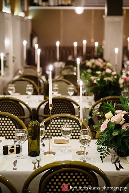 December Winter Bacchus Bistro Brooklyn NYC French Restaurant Wedding Reception Room table Setup