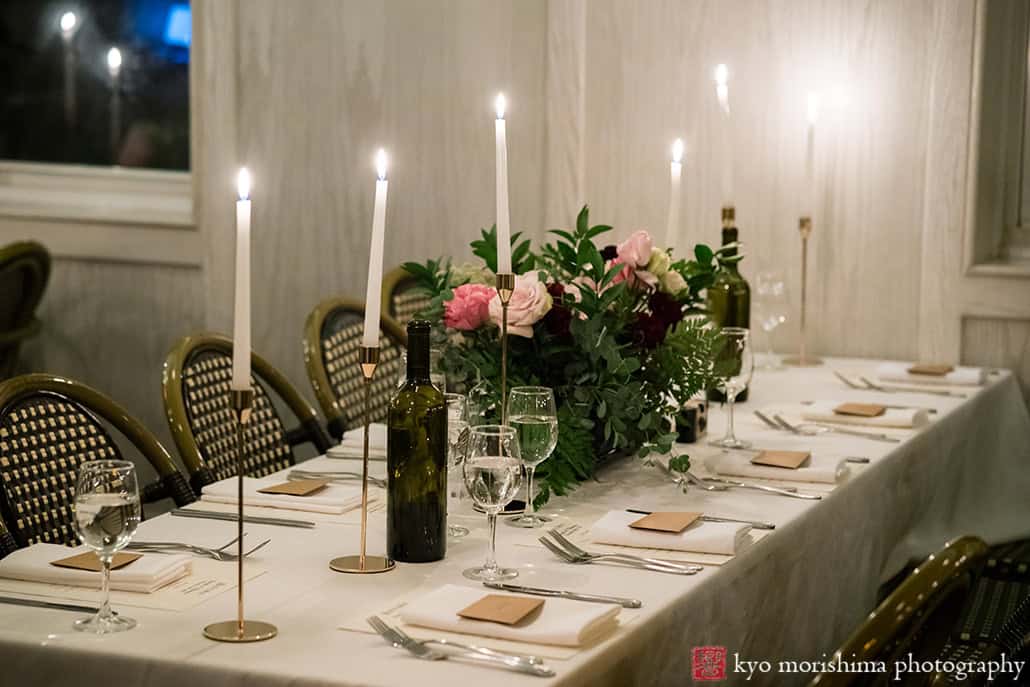 December Winter Bacchus Bistro Brooklyn NYC French Restaurant Wedding Reception Room table Setup