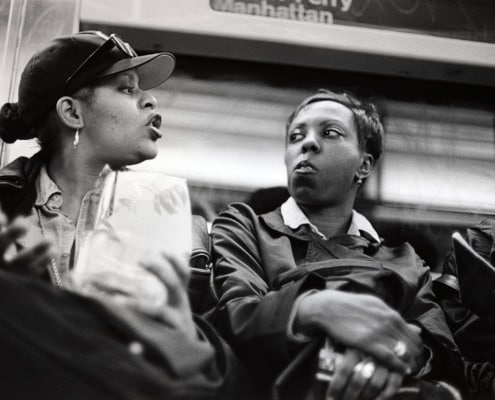 street photography decisive moment, black and white, film, ladies in subway nyc