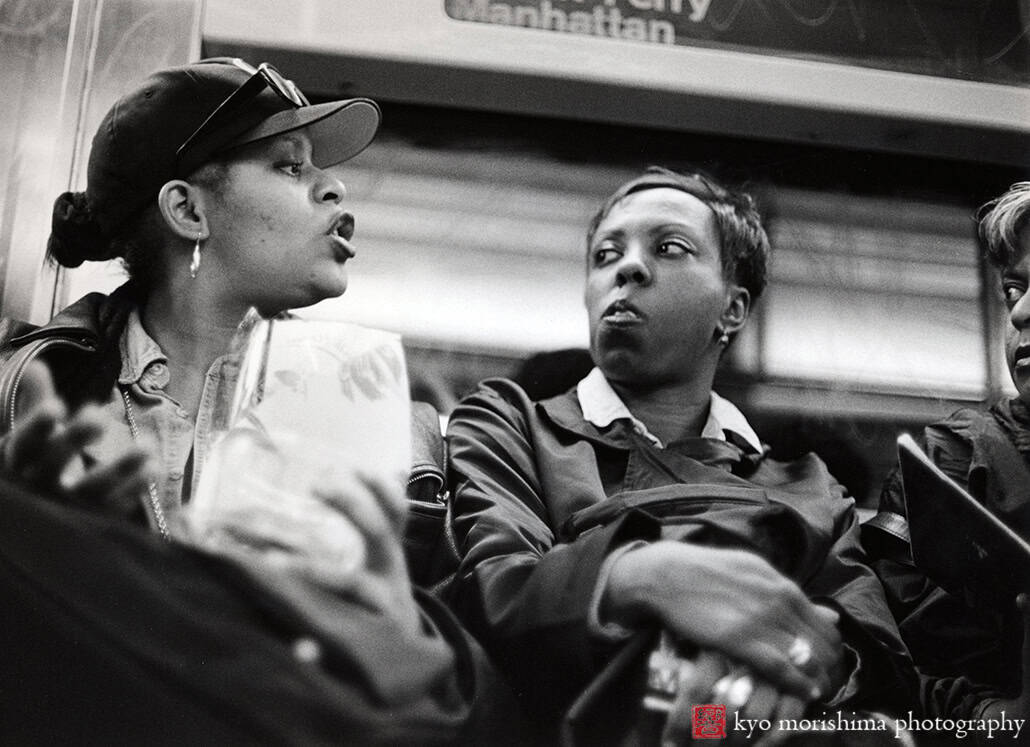 street photography decisive moment, black and white, film, ladies in subway nyc