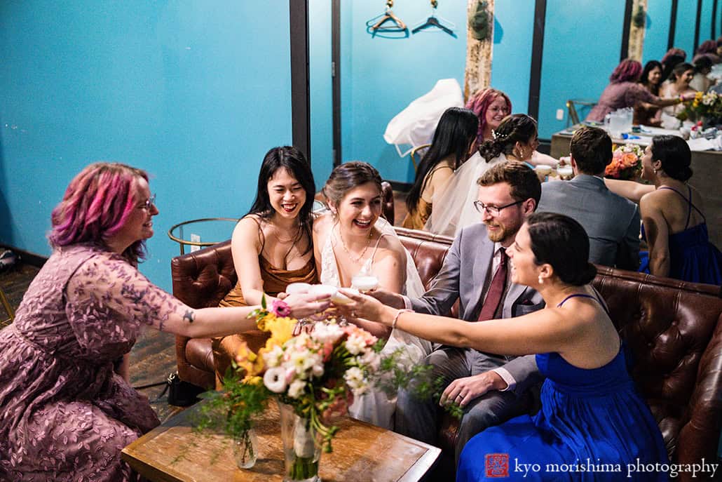 rustic, spring, wedding, Brooklyn, Greenpoint Loft, Kyo Morishima Photography, NYC, ceremony, bride and groom newlyweds cerebrating
