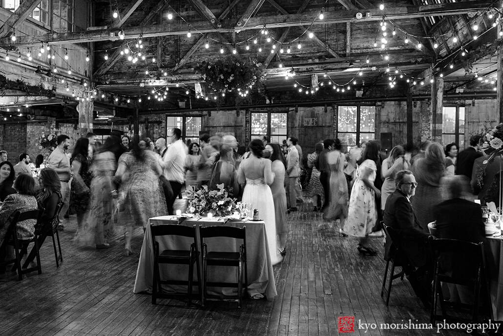 rustic, spring, wedding, Brooklyn, Greenpoint Loft, Kyo Morishima Photography, NYC, reception, dance, bride and groom newlyweds