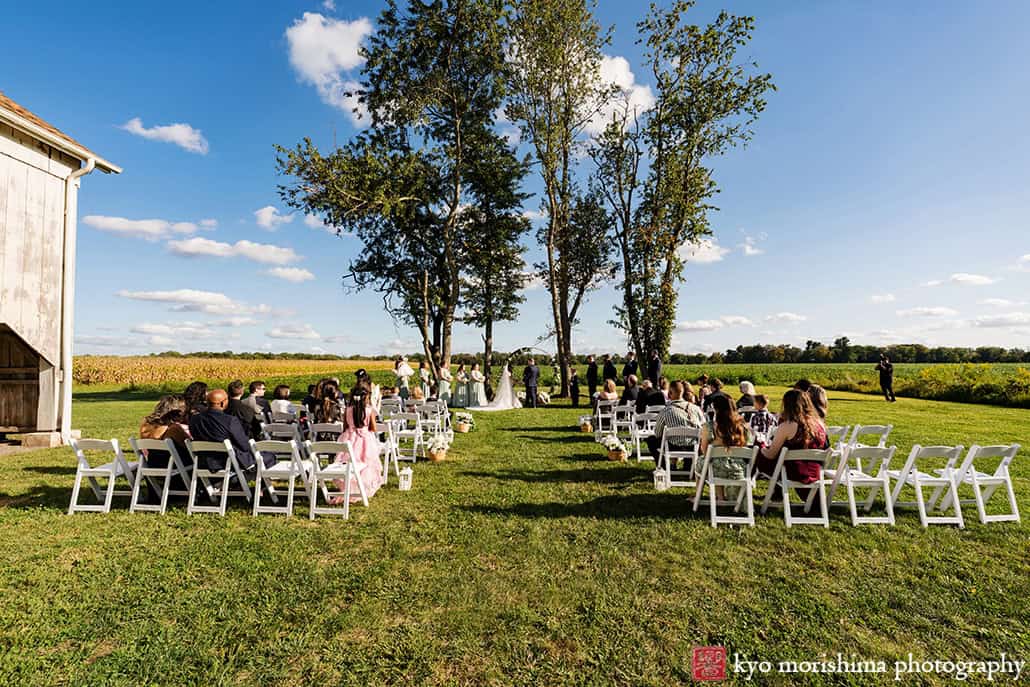 outdoor ceremony barn, field, Princeton NJ Updike Farmstead summer fall autumn Wedding