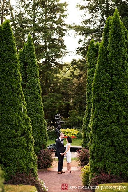 Engagement portrait, Princeton University, Prospect House Garden