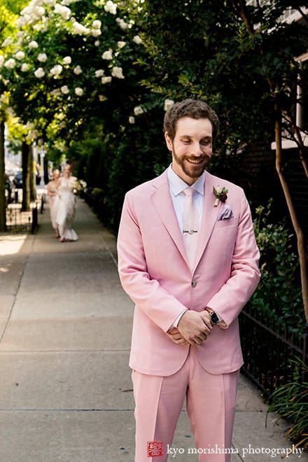 Box House Hotel in Brooklyn, NYC bride and groom first look