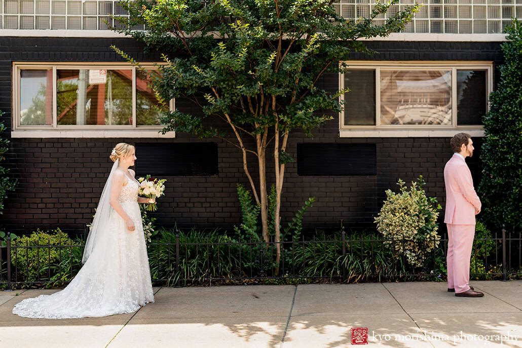 Box House Hotel in Brooklyn, NYC bride and groom first look