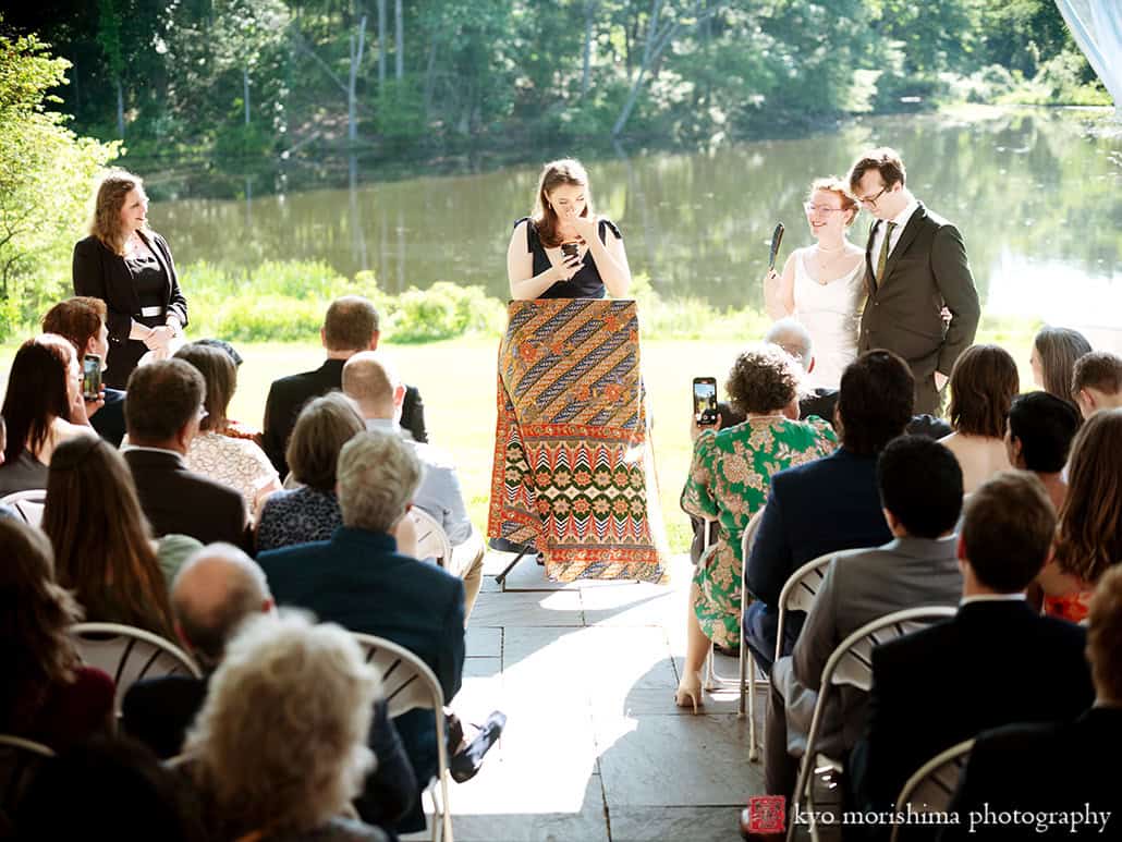 Spring Mountain Lakes House Princeton NJ outdoor wedding sunny ceremony emotional speech