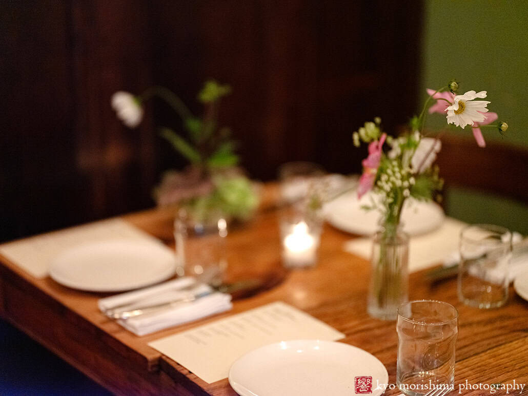 Spring Vinegar Hill House Dumbo Brooklyn NYC Foodie restaurant Wedding detail table setting rustic wild flower