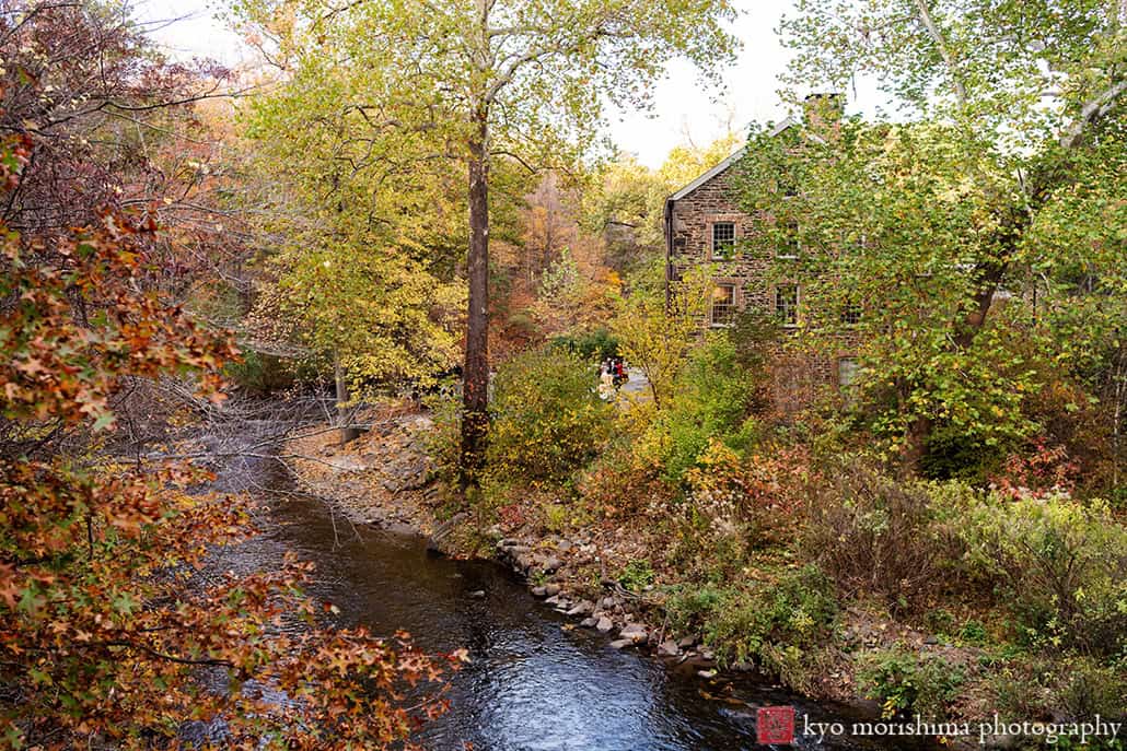 Stone Mill, NYBG, NYC, New York Botanical Garden, fall wedding landscape Bronx River