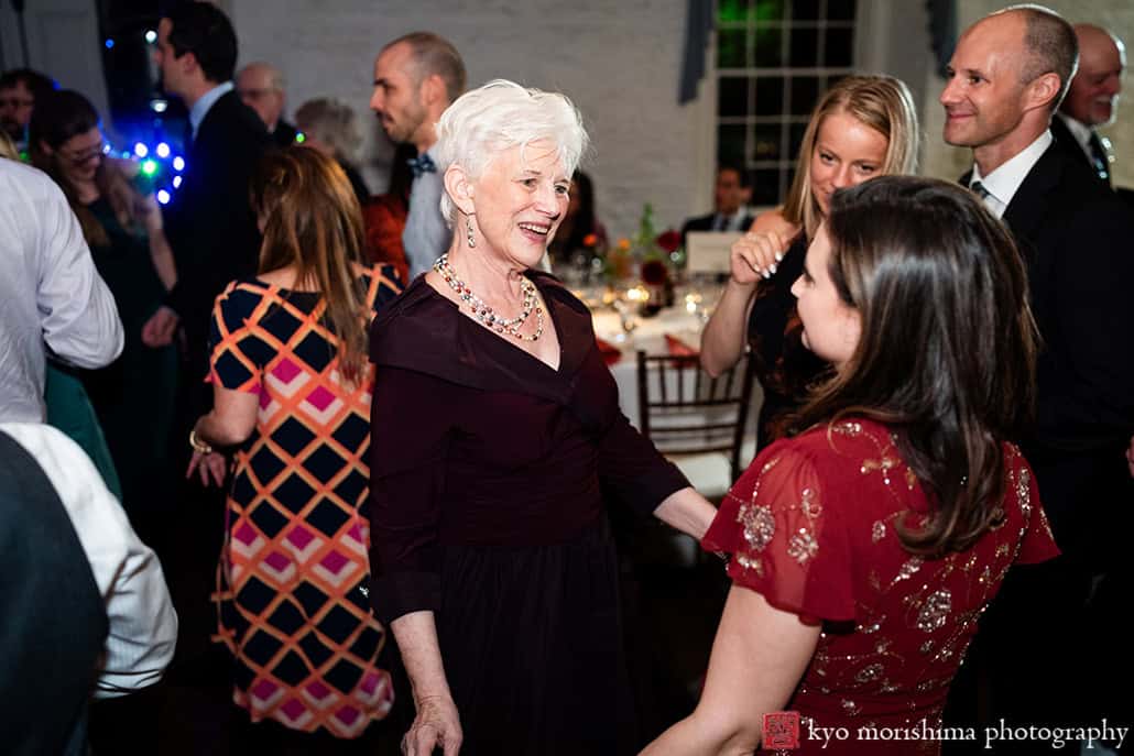 Stone Mill, NYBG, NYC, New York Botanical Garden, fall wedding reception guests dancing