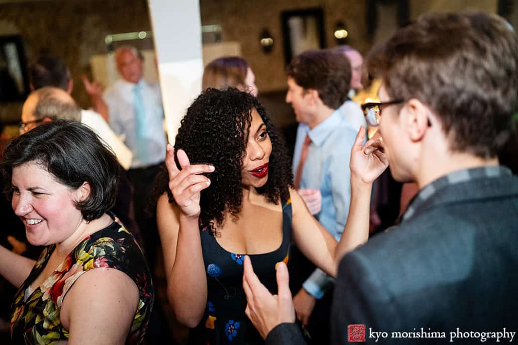 Stone Mill, NYBG, NYC, New York Botanical Garden, fall wedding reception guests dancing
