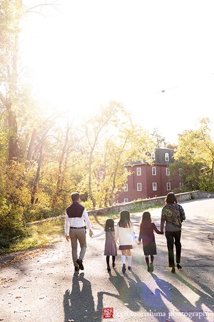 fall kids and parents smiling and posing d&r park Kingston New Jersey family photo