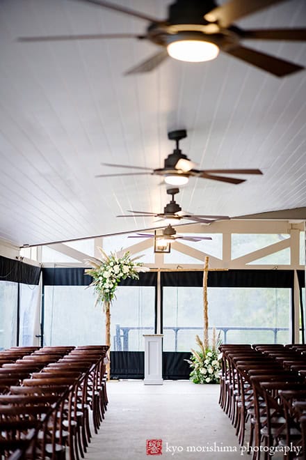 Rock Island Lake Club NJ Wedding rainy day ceremony setups
