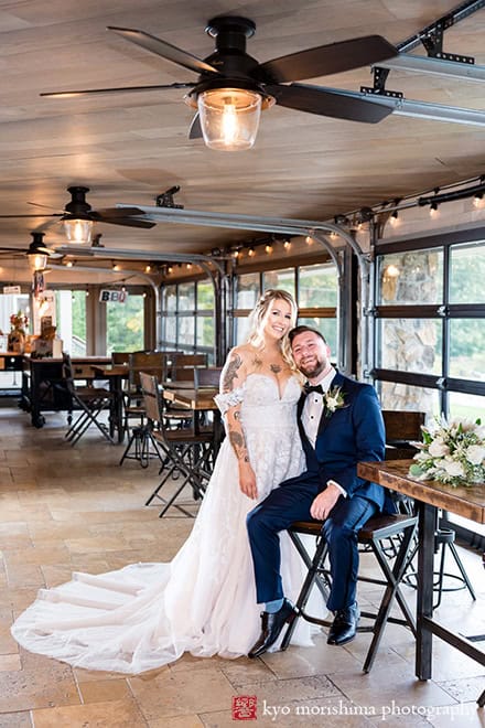 Rock Island Lake Club NJ Wedding bride and groom indoor portrait kiss