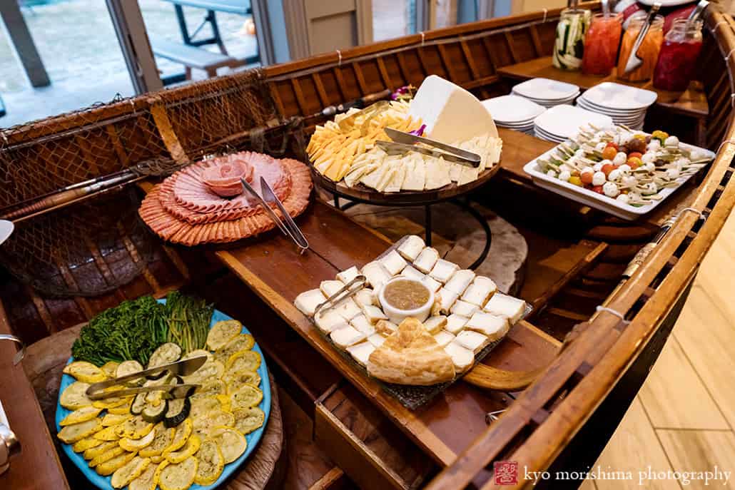 Rock Island Lake Club NJ Wedding cocktail hour table setting hors d'oeuvres