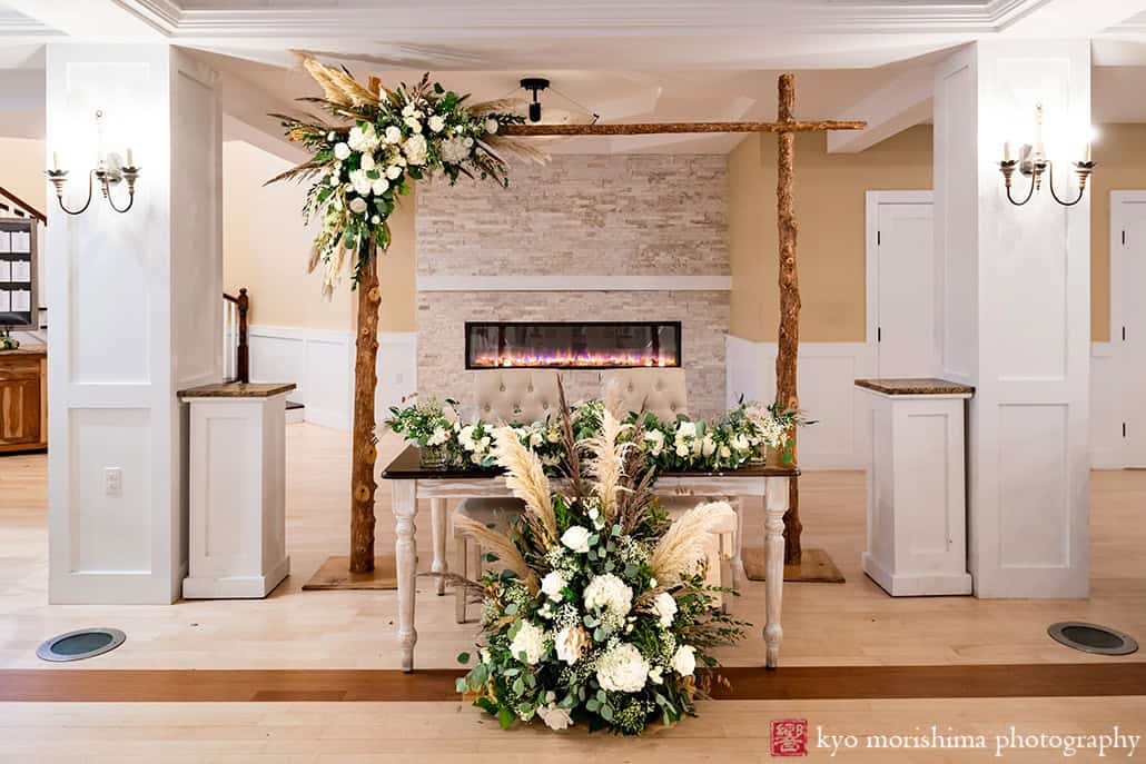 fall Rock Island Lake Club NJ Wedding reception room head sweet hart table setups