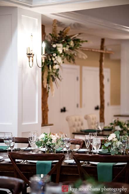 fall Rock Island Lake Club NJ Wedding reception room table setups