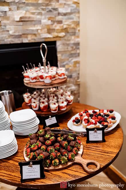 Rock Island Lake Club NJ Wedding reception chocolate strawberry desert table