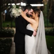 Asbury Hotel, NJ, Asbury Park, winter wedding bride and groom outdoor night portrait