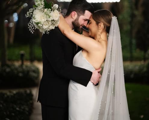 Asbury Hotel, NJ, Asbury Park, winter wedding bride and groom outdoor night portrait