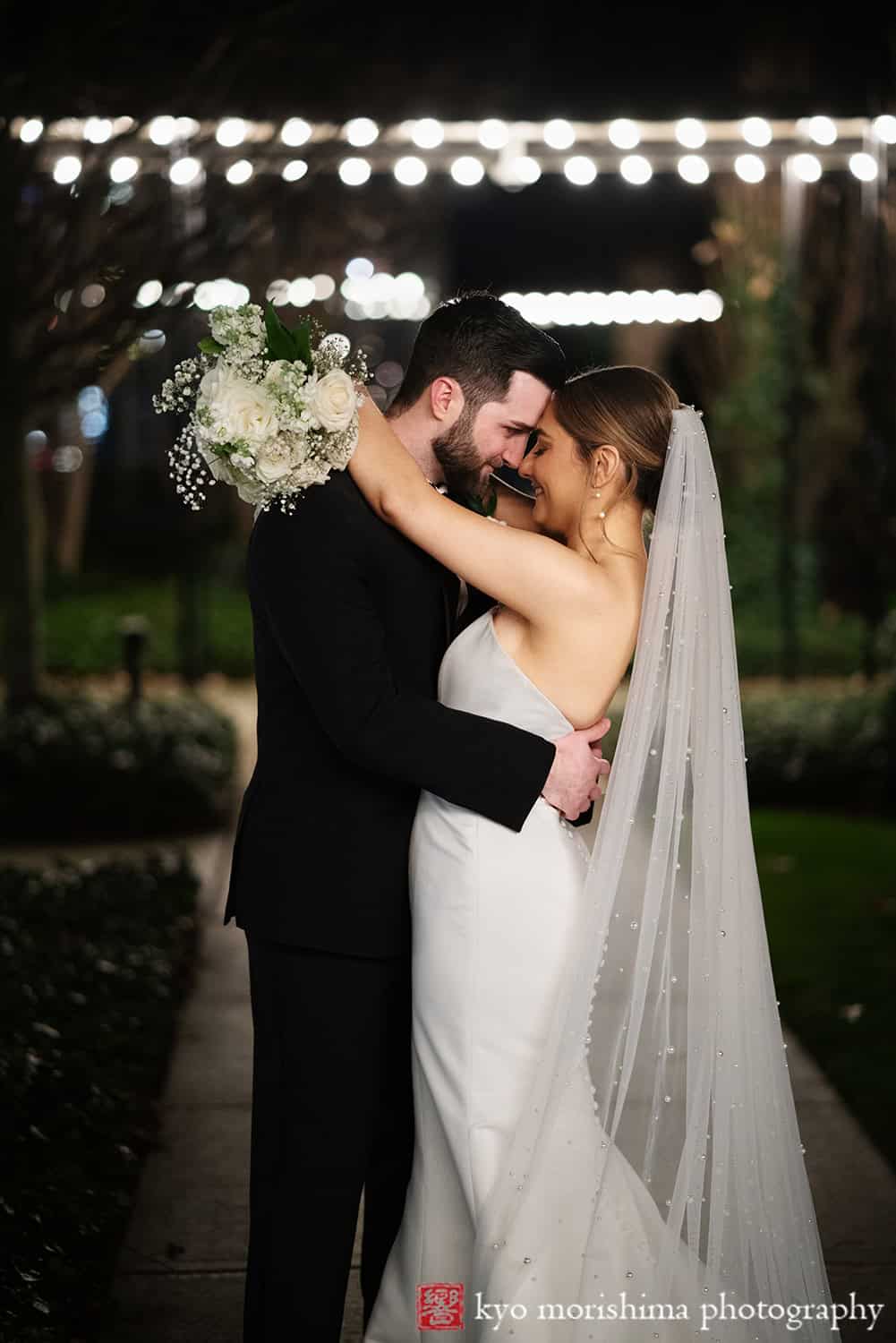 Asbury Hotel, NJ, Asbury Park, winter wedding bride and groom outdoor night portrait