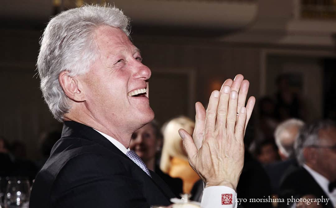 Bill Clinton President hands clapping United Nation Gala, Waldorf Astoria, New York City, corporate event